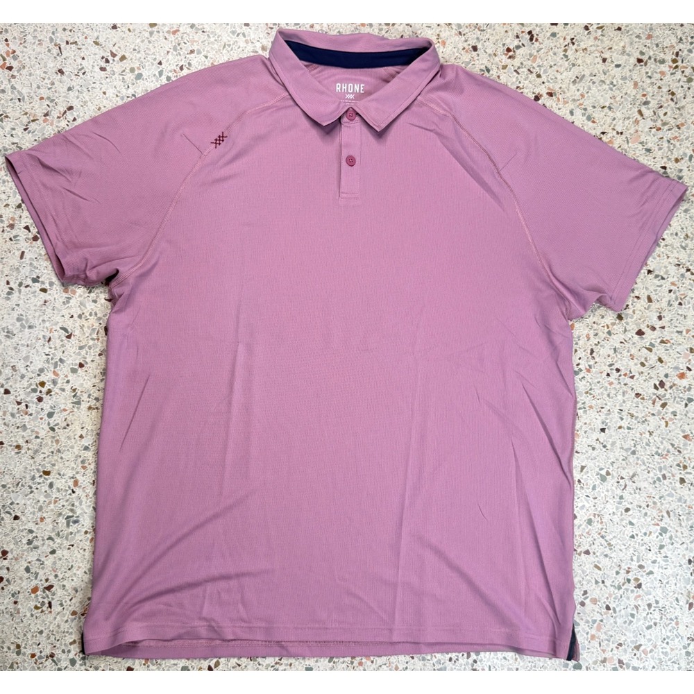 Rhone Men's Light Purple Button Up Short Sleeve Golf Polo Shirt Size XXL